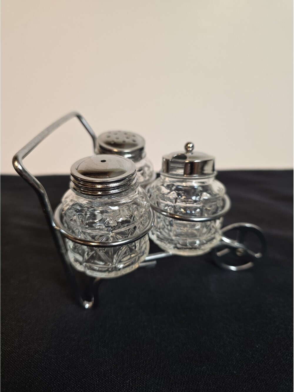 Condiment Cart Salt and Pepper Shakers plus Condiment Jar Wheel Barrel Holder